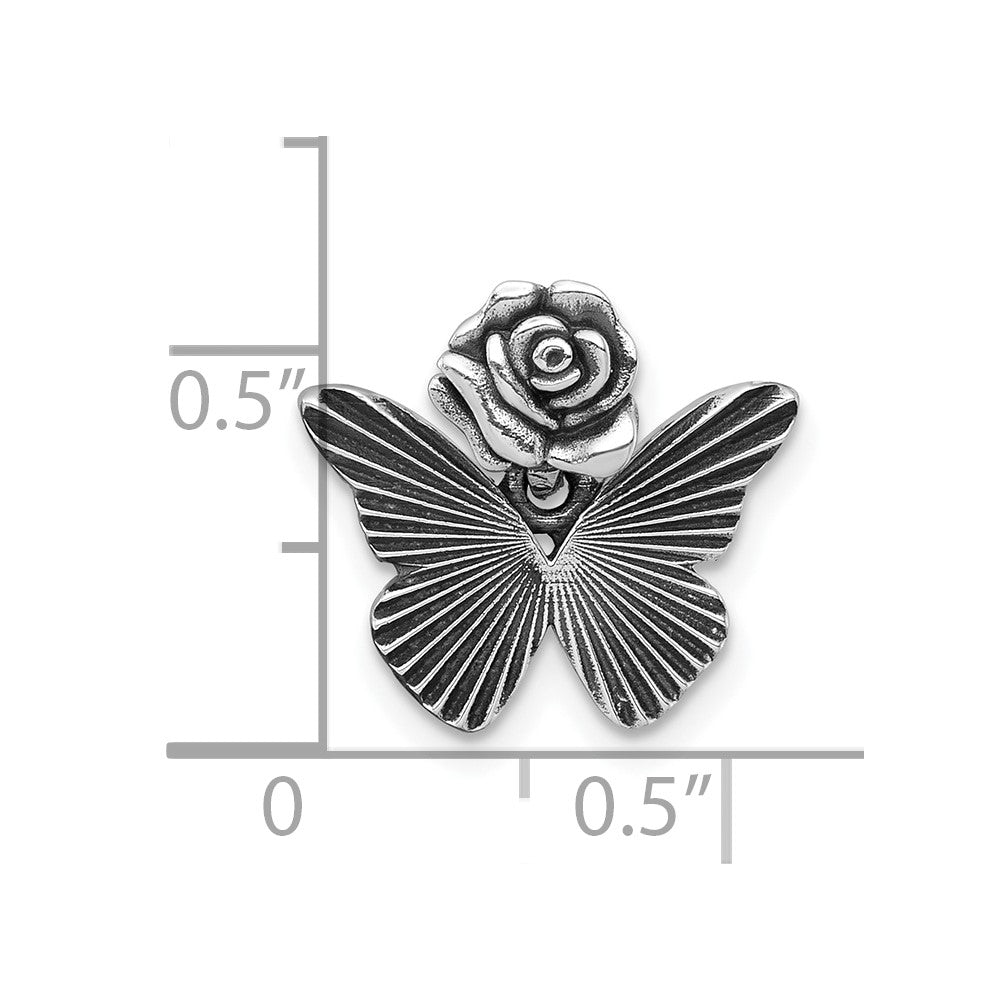 Sterlingsilber Antikisiert Schmetterling mit Blume Anhänger