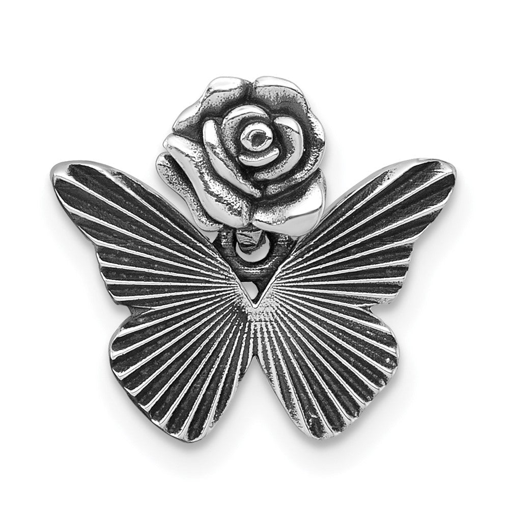 Sterlingsilber Antikisiert Schmetterling mit Blume Anhänger