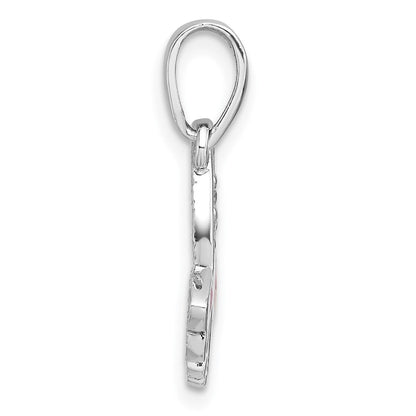 Sterlingsilber Rhodiniert Poliert Zirkonia Emaille Rosa Schmetterling Anhänger