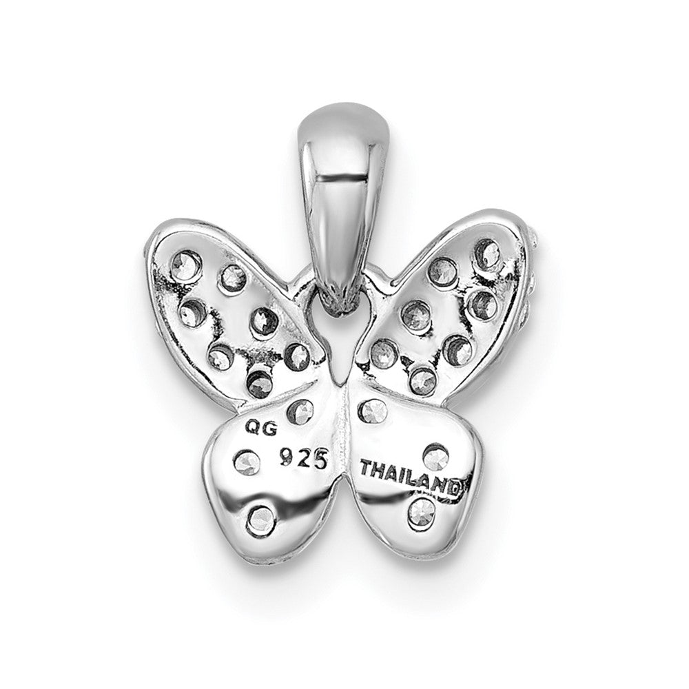 Sterlingsilber Rhodiniert Poliert Zirkonia Schmetterling Anhänger