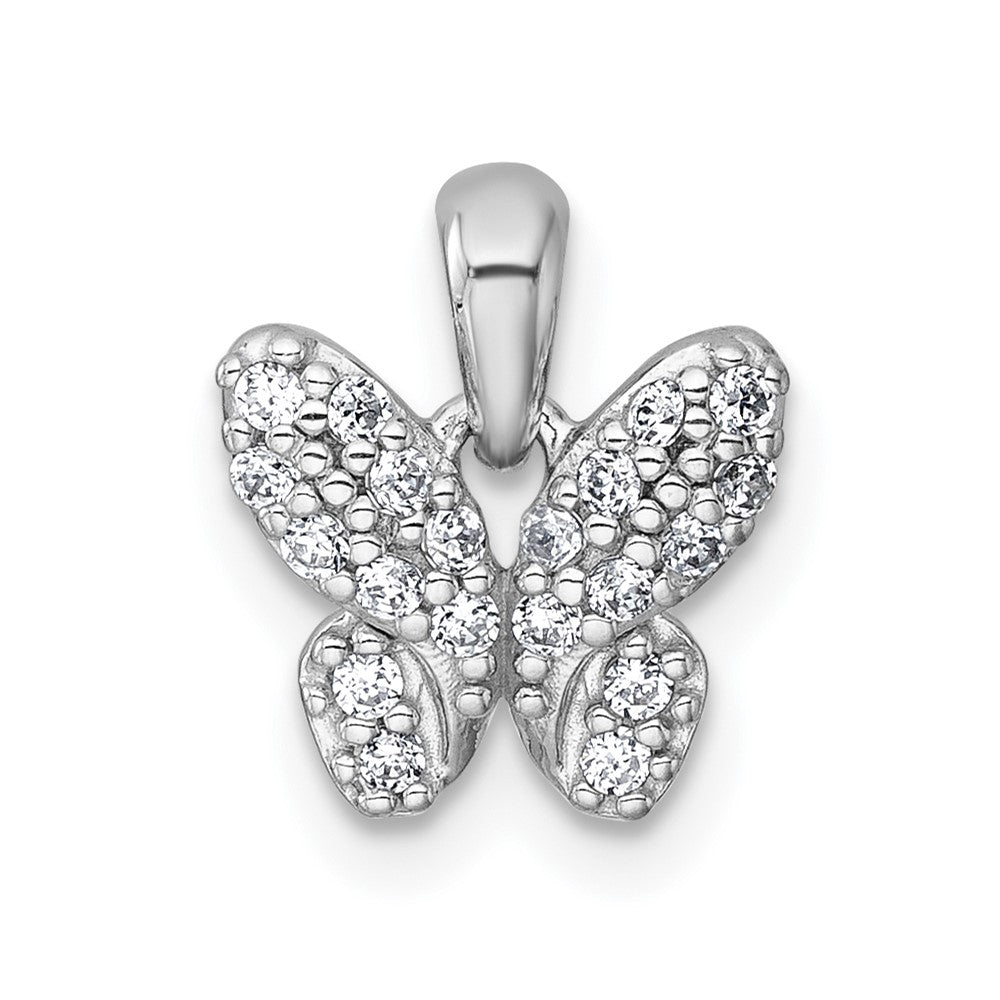 Sterlingsilber Rhodiniert Poliert Zirkonia Schmetterling Anhänger
