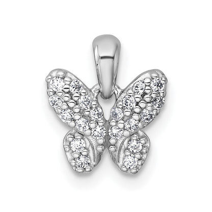 Sterlingsilber Rhodiniert Poliert Zirkonia Schmetterling Anhänger