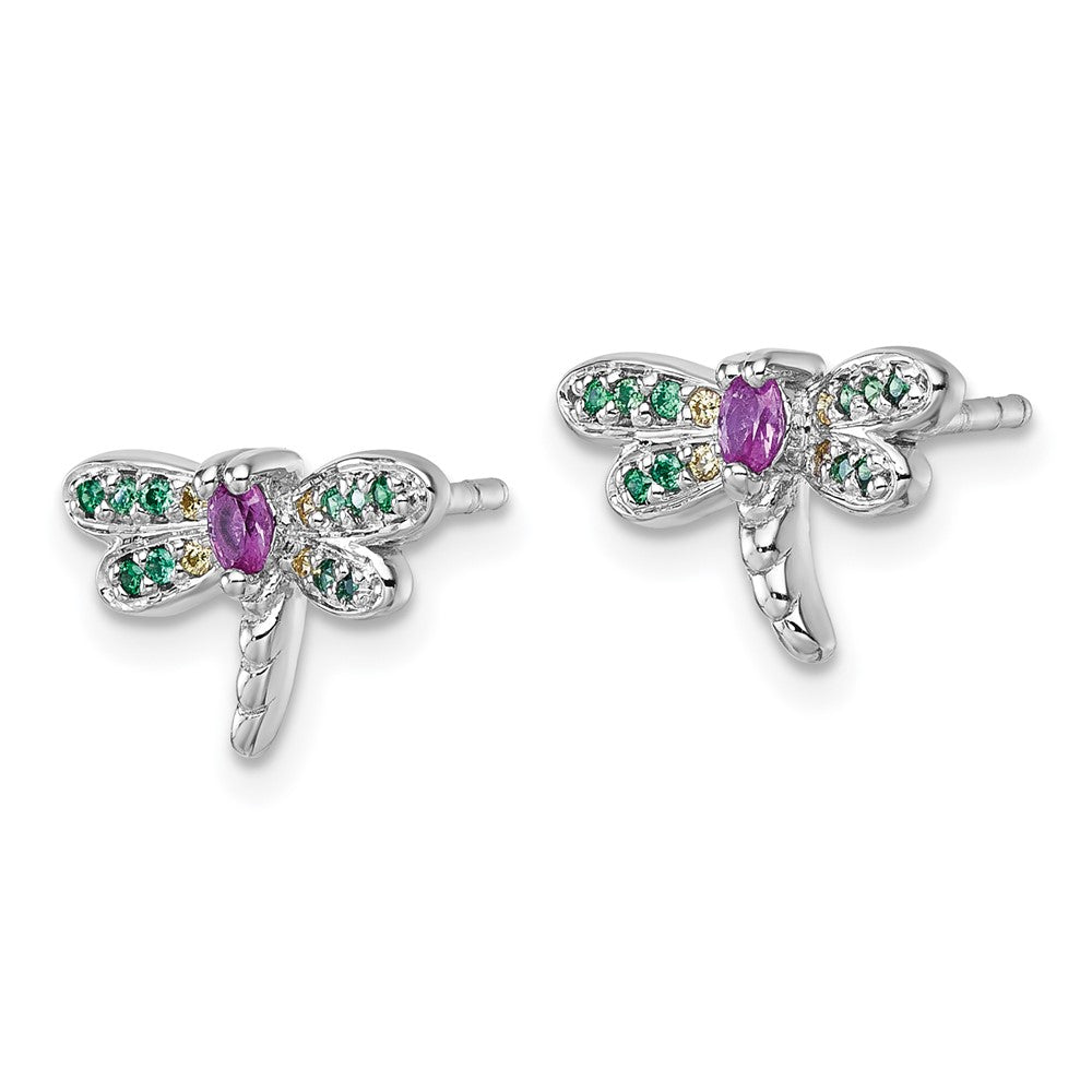 Sterlingsilber Rhodiniert Mehrfarbig Zirkonia Libelle Ohrstecker