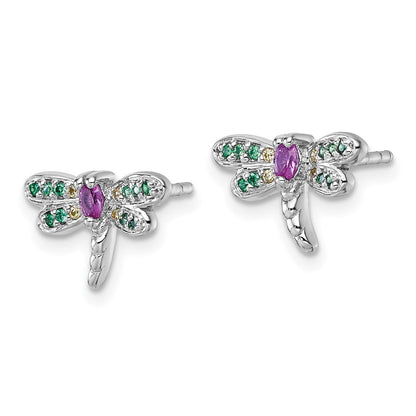 Sterlingsilber Rhodiniert Mehrfarbig Zirkonia Libelle Ohrstecker