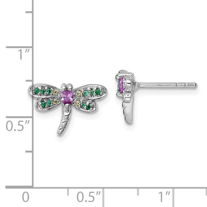 Sterlingsilber Rhodiniert Mehrfarbig Zirkonia Libelle Ohrstecker