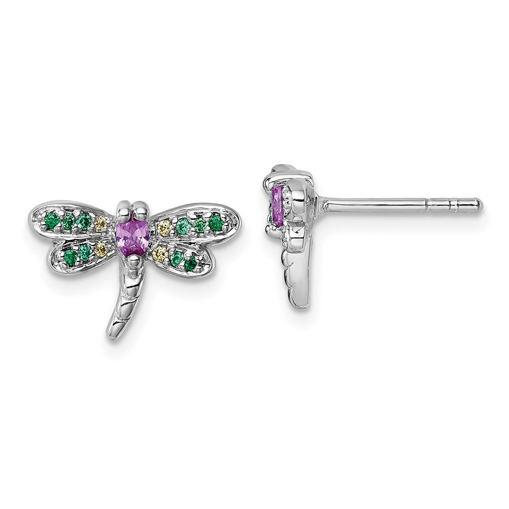 Sterlingsilber Rhodiniert Mehrfarbig Zirkonia Libelle Ohrstecker