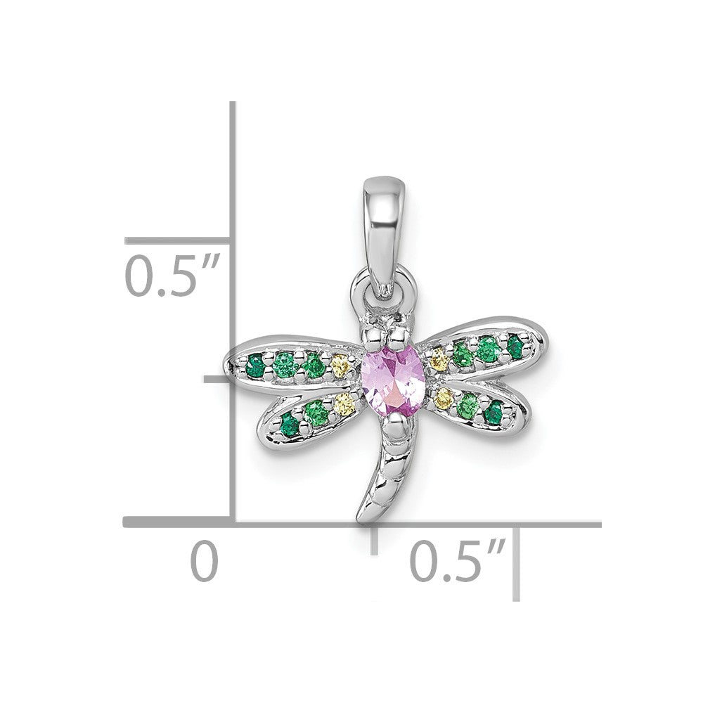 Sterlingsilber Rhodiniert Mehrfarbig Zirkonia Libelle Anhänger