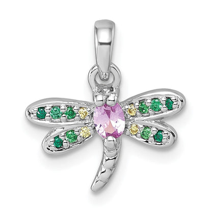 Sterlingsilber Rhodiniert Mehrfarbig Zirkonia Libelle Anhänger