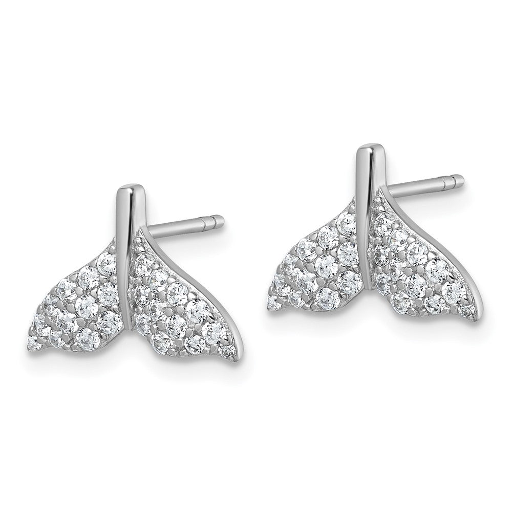 Sterlingsilber Rhodiniert Zirkonia Wal Schwanz Ohrstecker