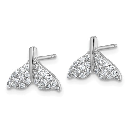 Sterlingsilber Rhodiniert Zirkonia Wal Schwanz Ohrstecker