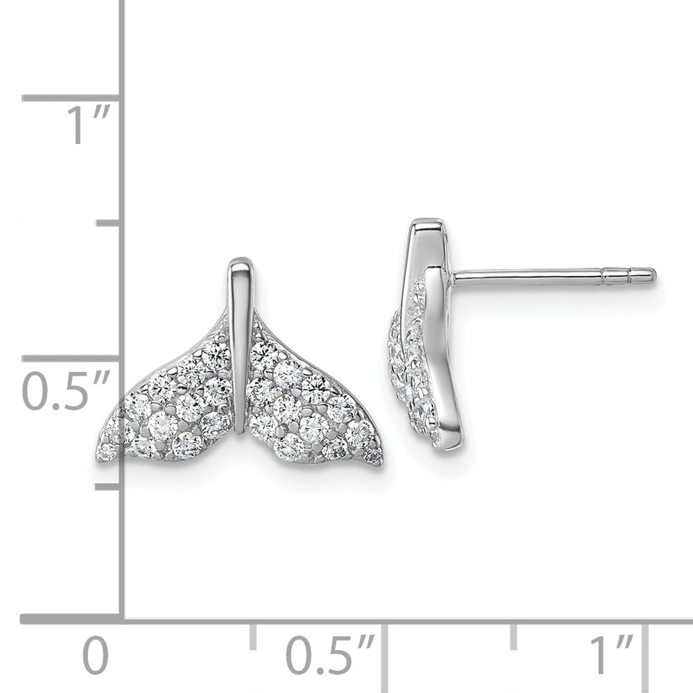 Sterlingsilber Rhodiniert Zirkonia Wal Schwanz Ohrstecker