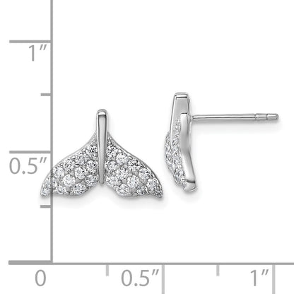 Sterlingsilber Rhodiniert Zirkonia Wal Schwanz Ohrstecker