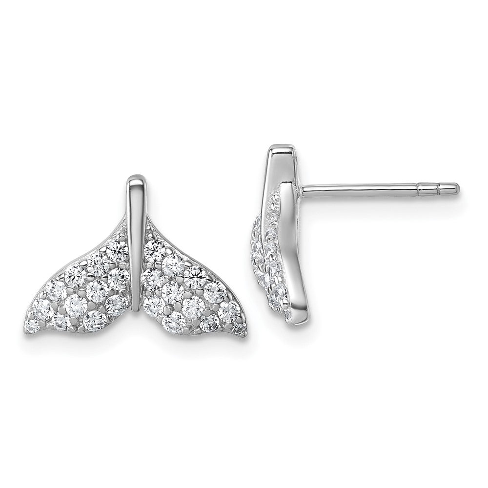 Sterlingsilber Rhodiniert Zirkonia Wal Schwanz Ohrstecker