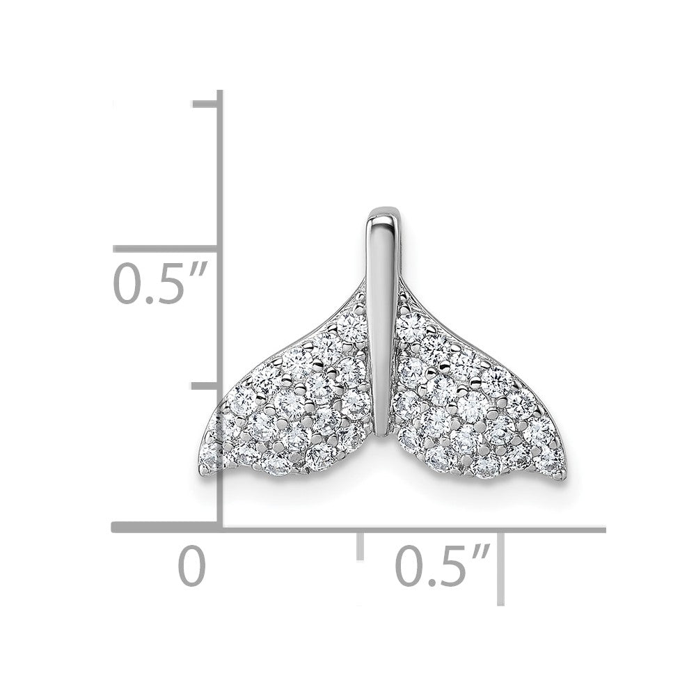 Sterlingsilber Rhodiniert Zirkonia Wal Schwanz Kette Anhänger
