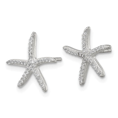 Sterlingsilber Poliert Zirkonia Seestern Ohrstecker