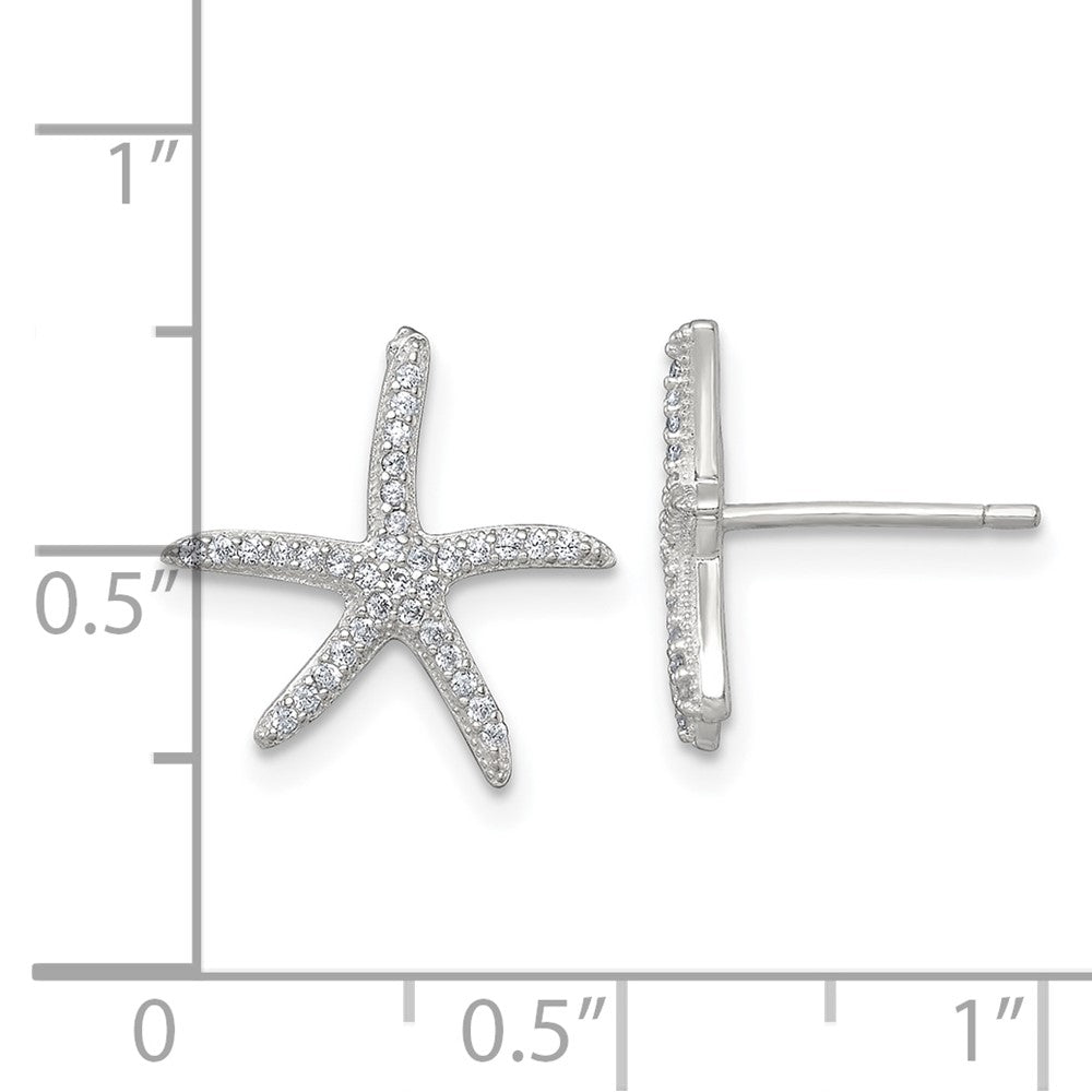 Sterlingsilber Poliert Zirkonia Seestern Ohrstecker