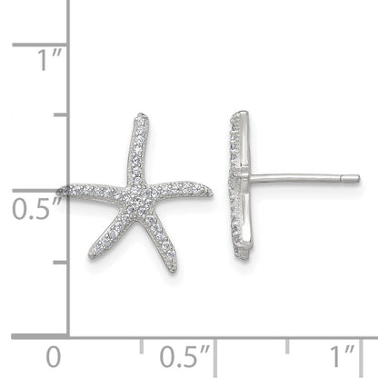 Sterlingsilber Poliert Zirkonia Seestern Ohrstecker