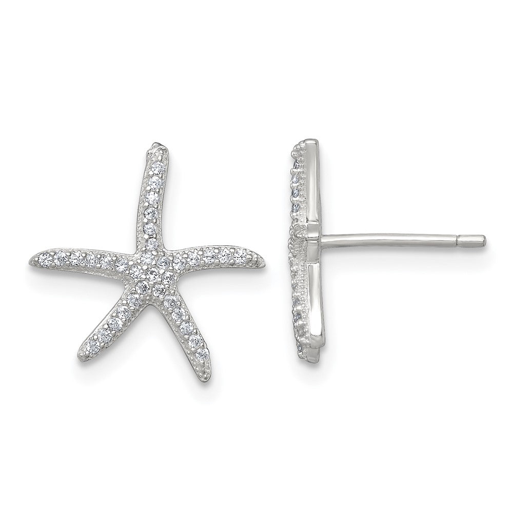 Sterlingsilber Poliert Zirkonia Seestern Ohrstecker
