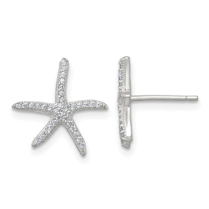 Sterlingsilber Poliert Zirkonia Seestern Ohrstecker