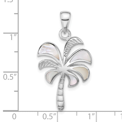 Sterlingsilber Rhodiniert Poliert Perlmutt Palme Baum Anhänger