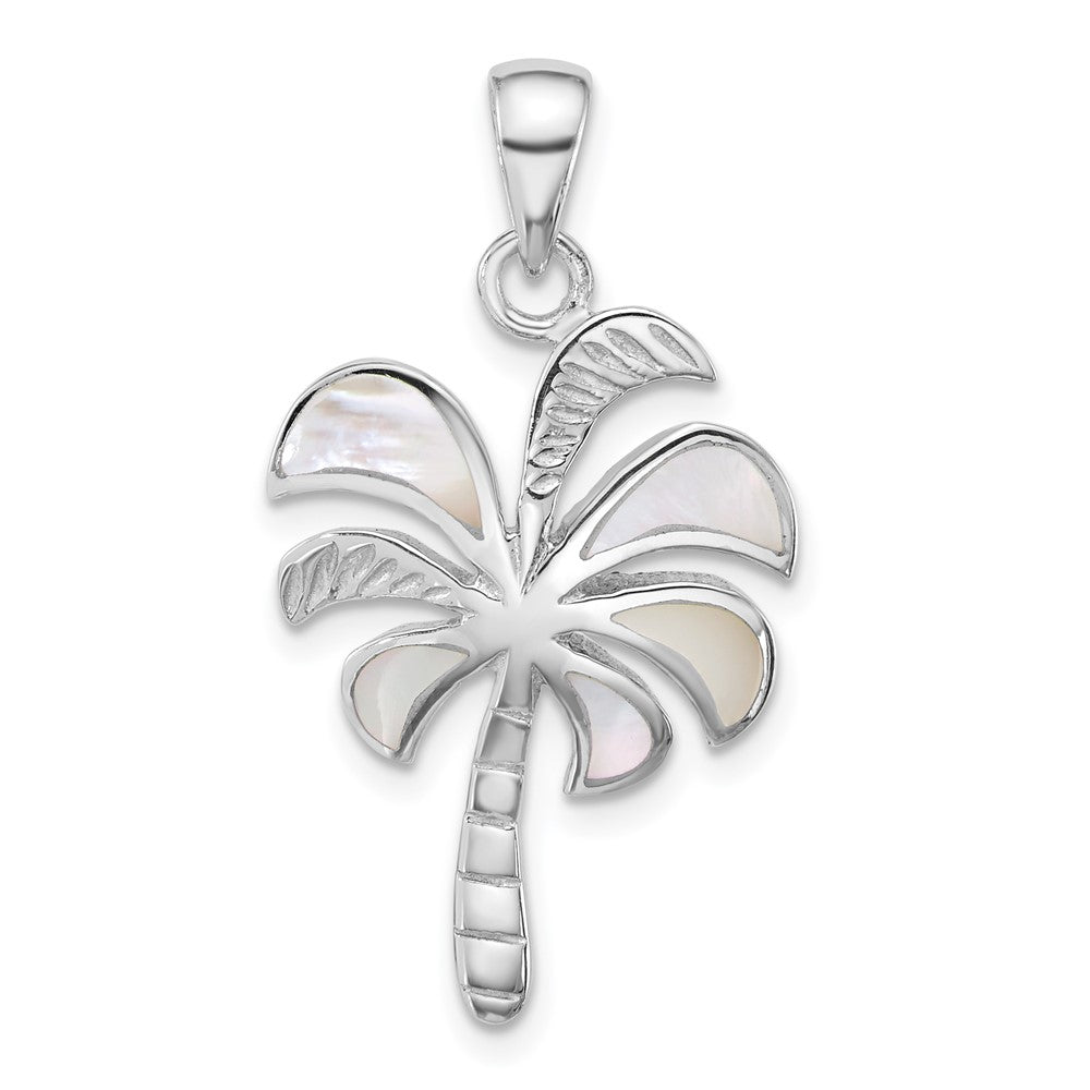 Sterlingsilber Rhodiniert Poliert Perlmutt Palme Baum Anhänger