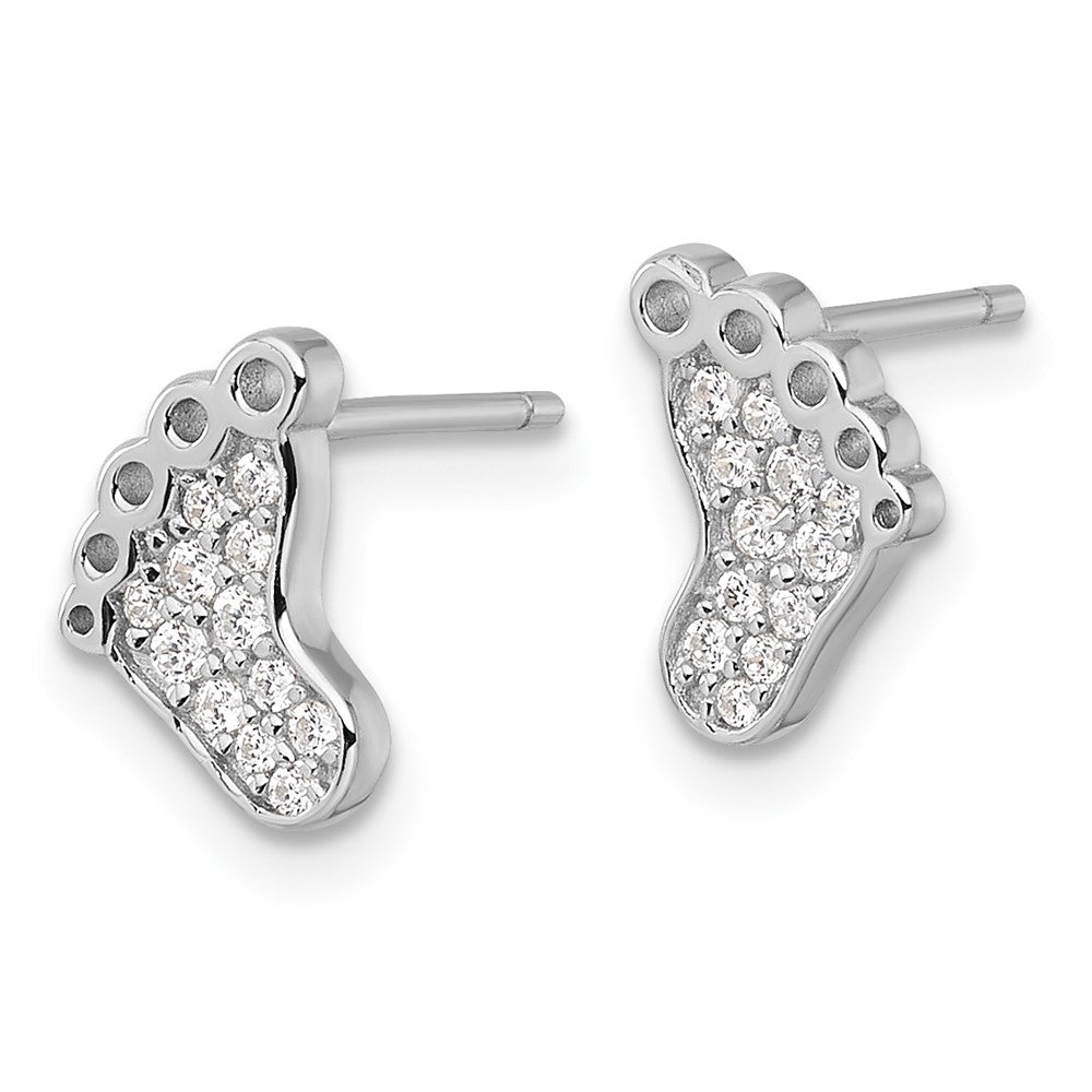 Sterlingsilber Rhodiniert Poliert Zirkonia Footprints Ohrstecker