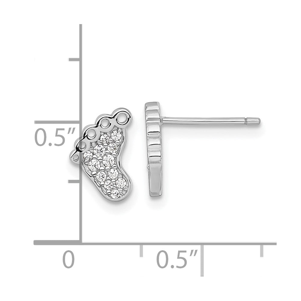 Sterlingsilber Rhodiniert Poliert Zirkonia Footprints Ohrstecker