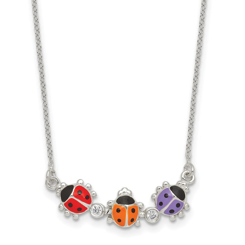 Sterlingsilber Zirkonia und Emailliert Mehrfarbig Damen Bugs Kinder Halskette