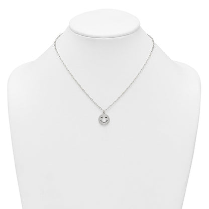 Sterlingsilber Poliert Zirkonia Herz Eyes Smiley Face Halskette