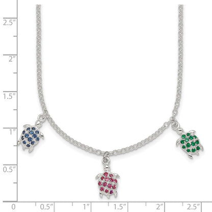 Sterlingsilber Poliert Grün Rot und Blau Nano Kristall Turtles Halskette