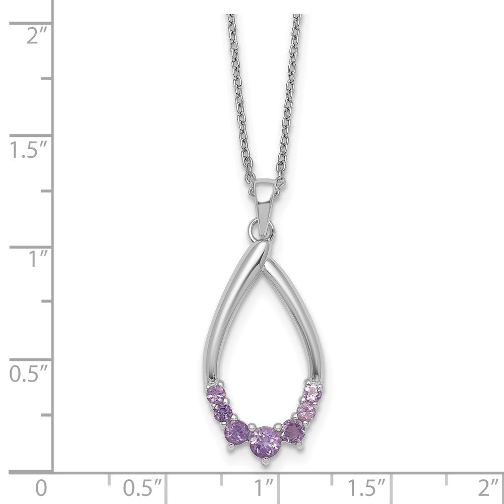 Sterlingsilber Rhodiniert Amethyst Tropfen 16 Zoll mit 2 Zoll Verlängerung Halskette