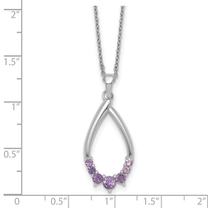 Sterlingsilber Rhodiniert Amethyst Tropfen 16 Zoll mit 2 Zoll Verlängerung Halskette