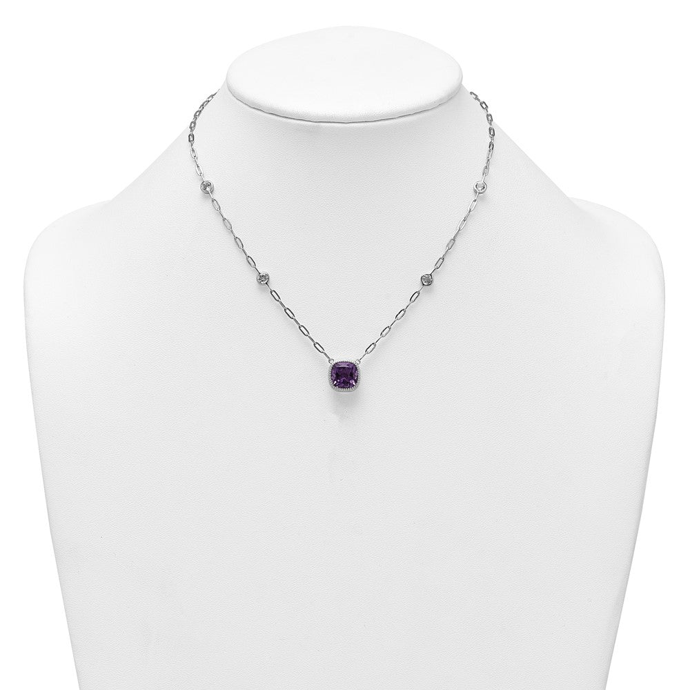 Sterlingsilber Rhodiniert-pl Poliert 1.80topaz 3.65amethyst mit 1.5 Zoll Verlängerung Halskette