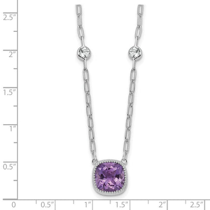 Sterlingsilber Rhodiniert-pl Poliert 1.80topaz 3.65amethyst mit 1.5 Zoll Verlängerung Halskette
