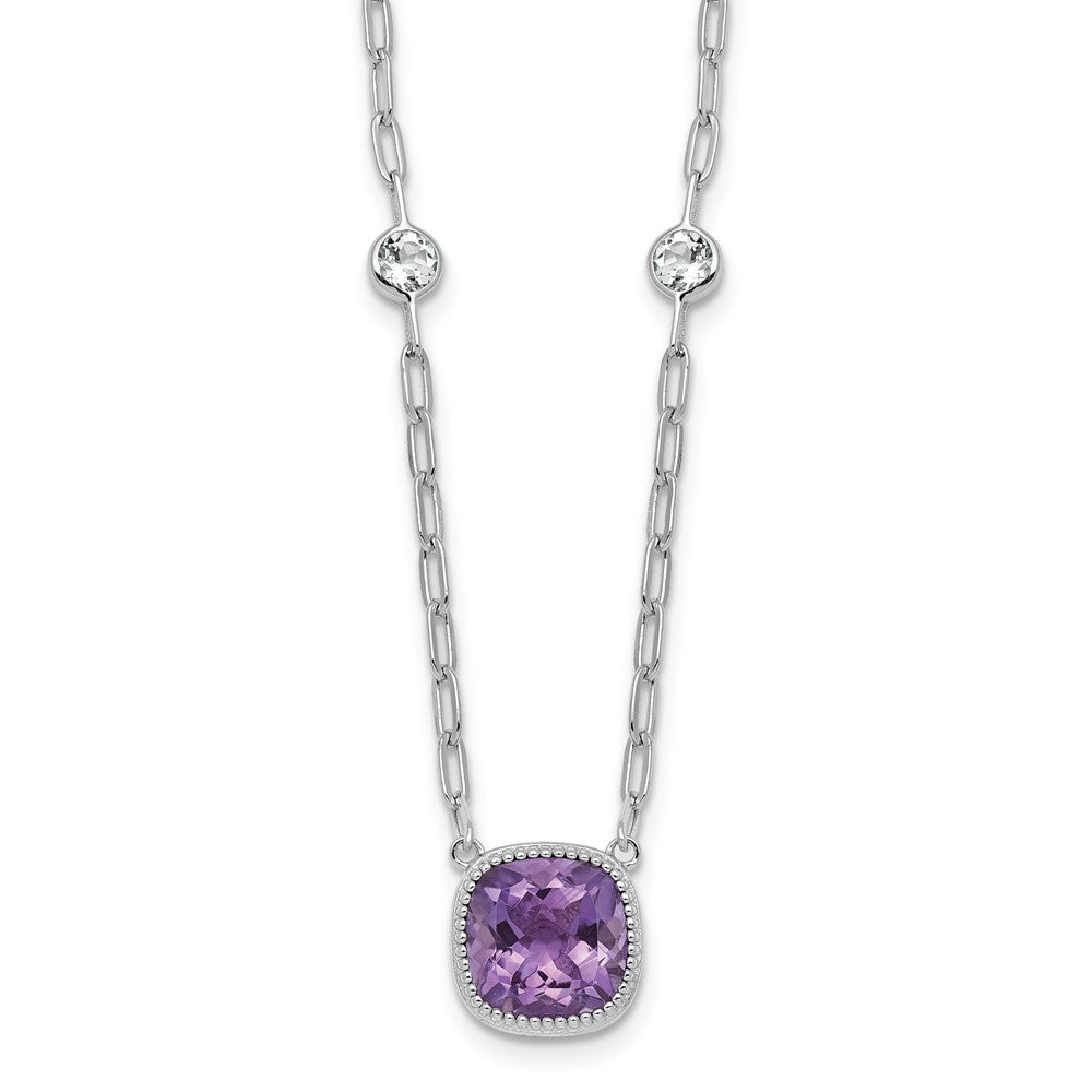 Sterlingsilber Rhodiniert-pl Poliert 1.80topaz 3.65amethyst mit 1.5 Zoll Verlängerung Halskette