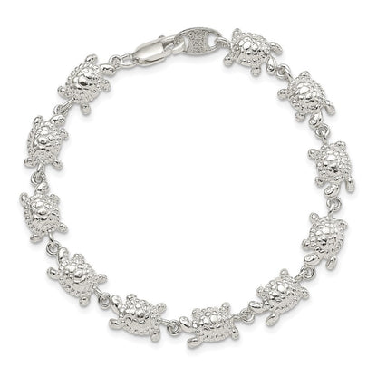 7 Zoll Sterlingsilber Turtles Armband