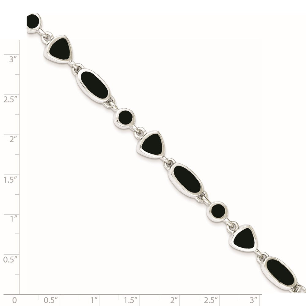 8 Zoll Sterlingsilber Rhodiniert Onyx Armband