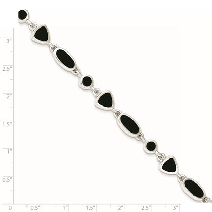 8 Zoll Sterlingsilber Rhodiniert Onyx Armband