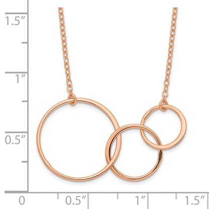 Sterlingsilber Roséfarben 3 Intertwined Kreise mit 2 in Verlängerung. Halskette