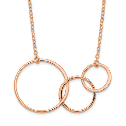 Sterlingsilber Roséfarben 3 Intertwined Kreise mit 2 in Verlängerung. Halskette