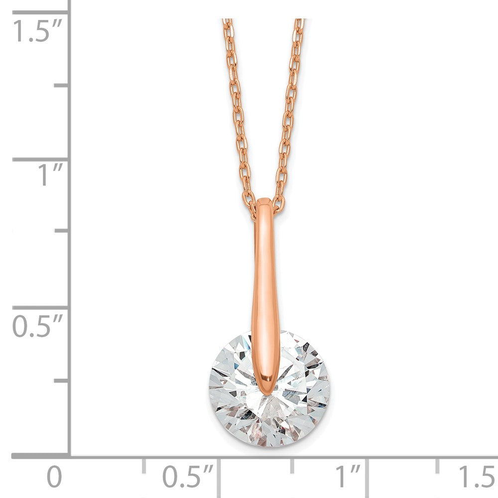 Sterlingsilber Roséfarben Zirkonia mit 2 in Verlängerung. Halskette