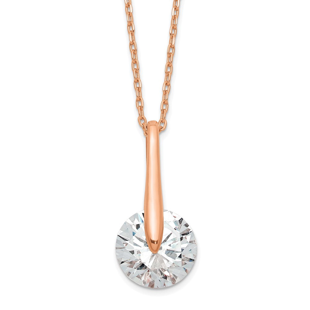 Sterlingsilber Roséfarben Zirkonia mit 2 in Verlängerung. Halskette