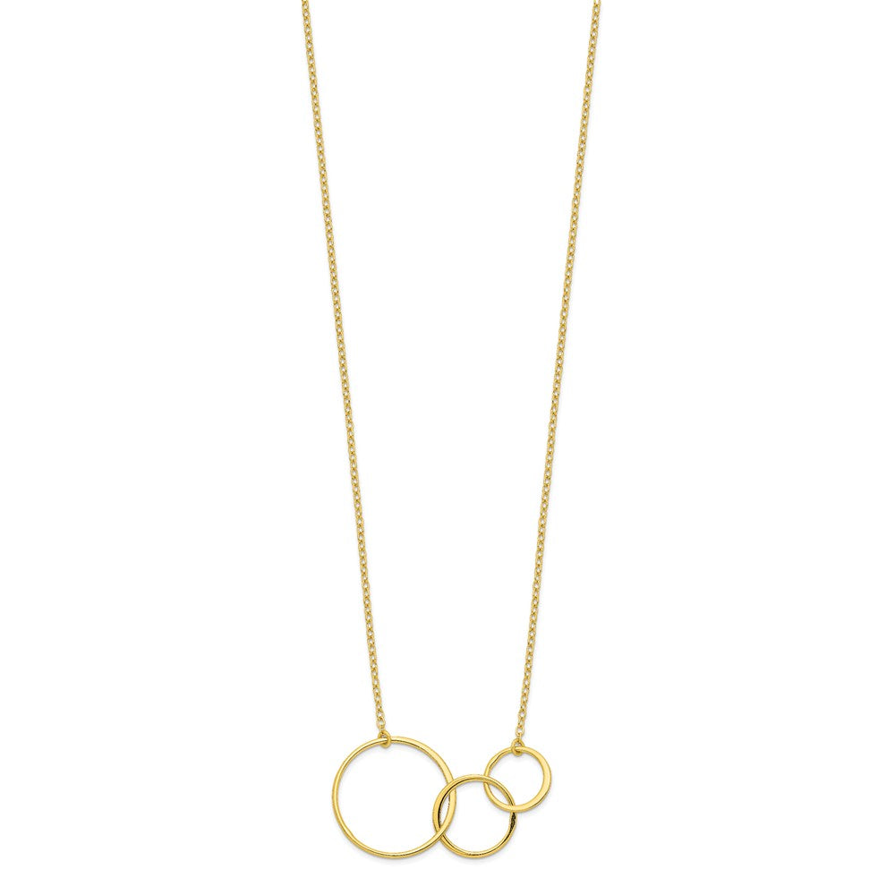 Sterlingsilber Goldfarben 3 Intertwined Kreise mit 2 in Verlängerung. Halskette