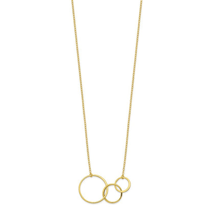 Sterlingsilber Goldfarben 3 Intertwined Kreise mit 2 in Verlängerung. Halskette