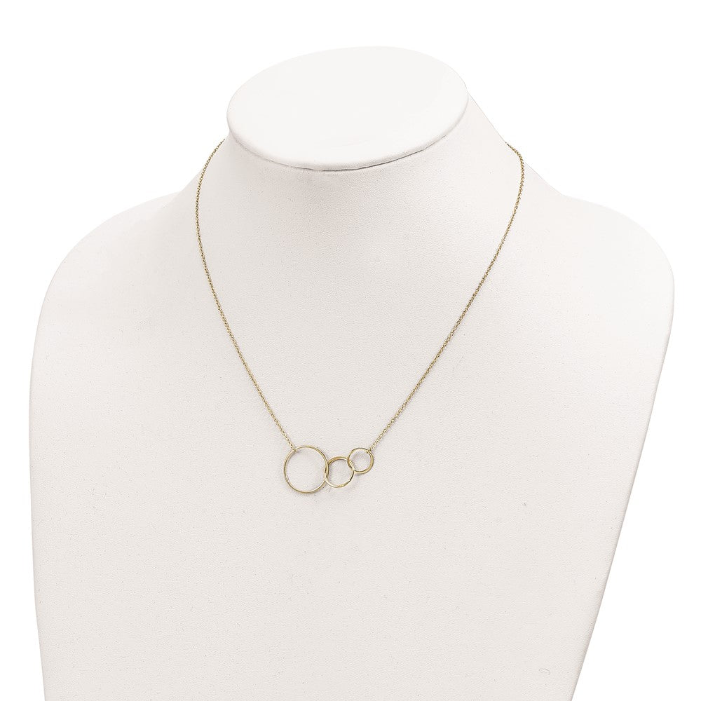 Sterlingsilber Goldfarben 3 Intertwined Kreise mit 2 in Verlängerung. Halskette
