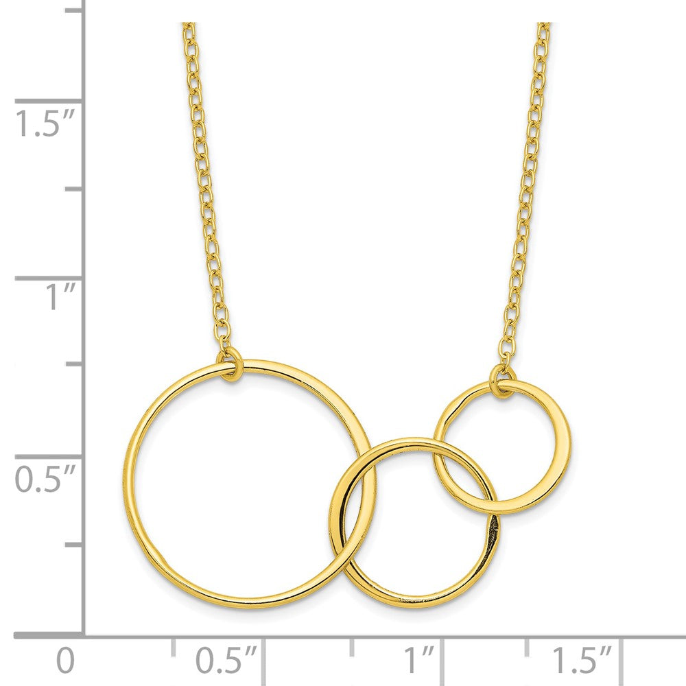 Sterlingsilber Goldfarben 3 Intertwined Kreise mit 2 in Verlängerung. Halskette