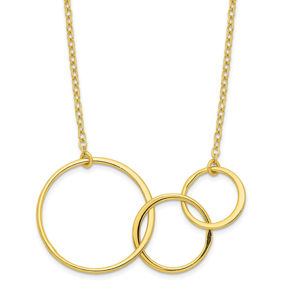 Sterlingsilber Goldfarben 3 Intertwined Kreise mit 2 in Verlängerung. Halskette