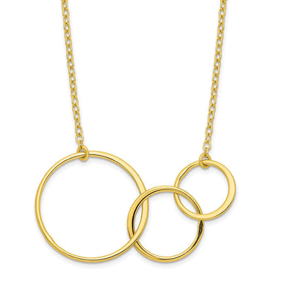 Sterlingsilber Goldfarben 3 Intertwined Kreise mit 2 in Verlängerung. Halskette