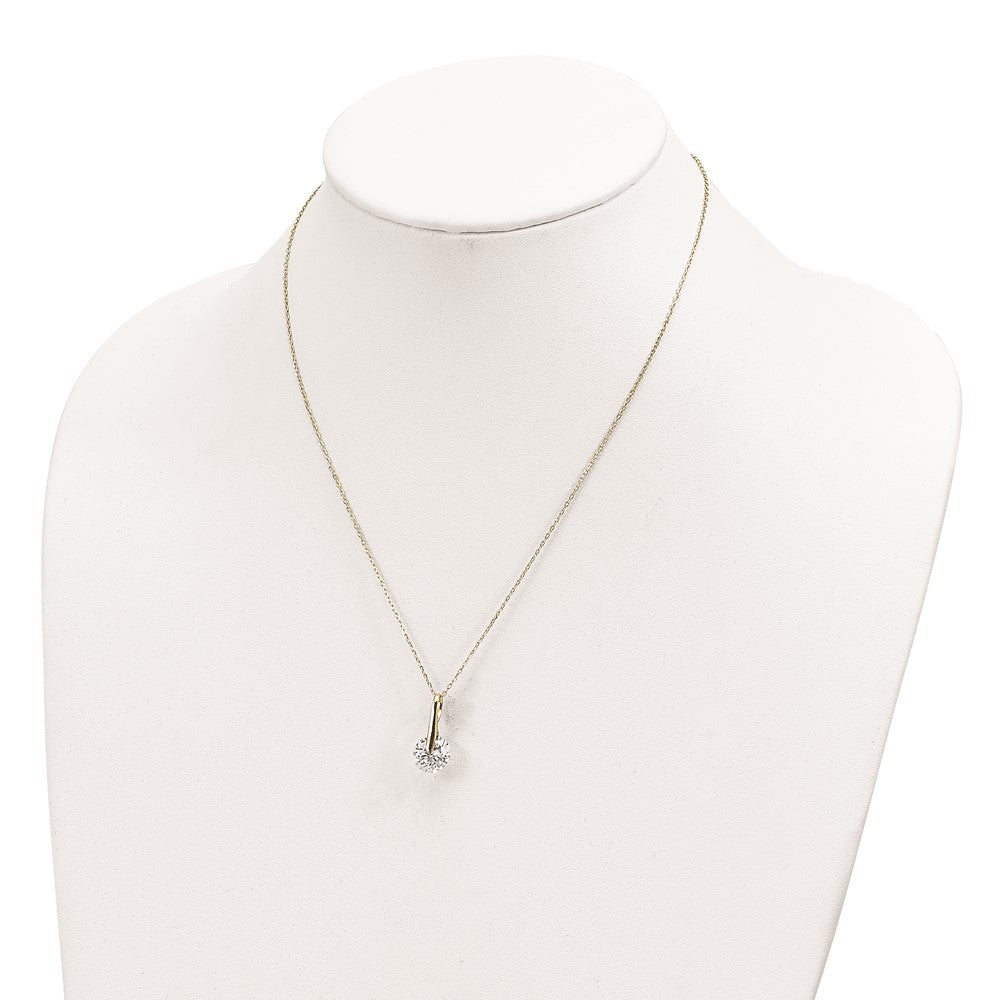 Sterlingsilber Goldfarben Zirkonia mit 2 in Verlängerung. Halskette