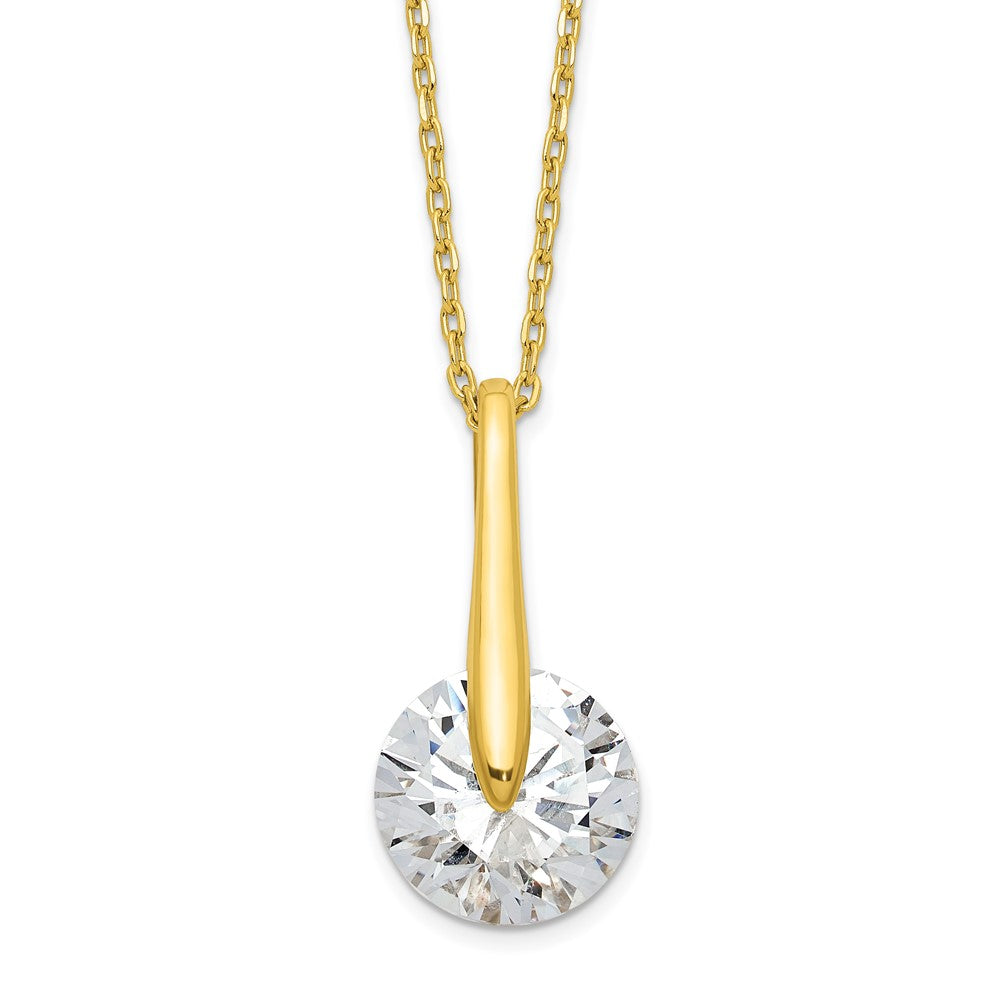 Sterlingsilber Goldfarben Zirkonia mit 2 in Verlängerung. Halskette